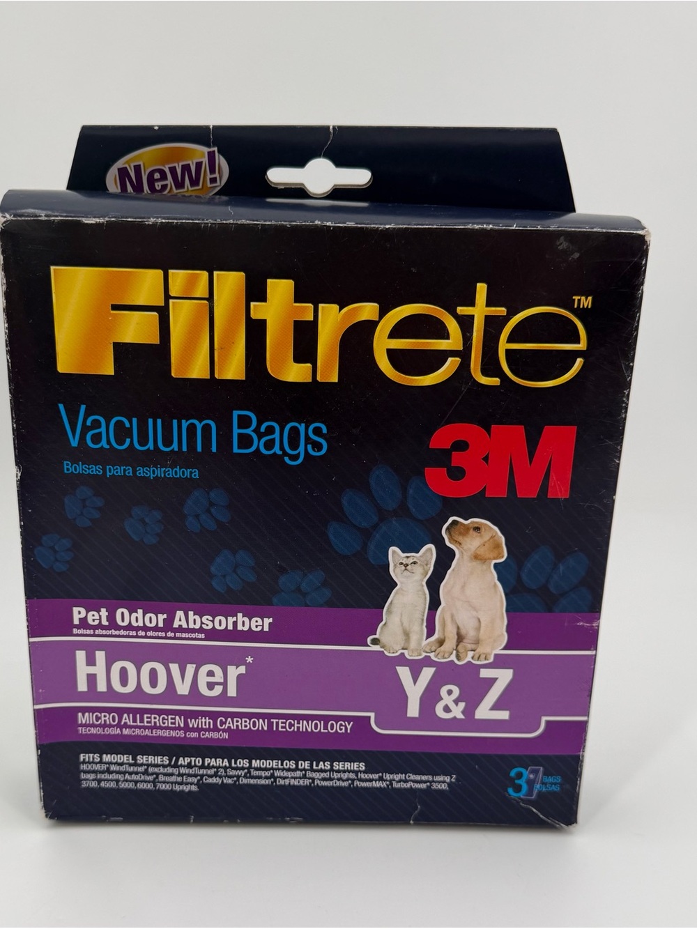 Filtrete 3M Vacuum Bags fits Hoover Y & Z Pet Odor Absorber Open Box 2 Bags READ